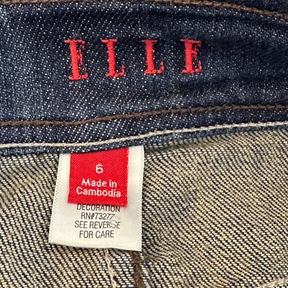 Women's Y2K Elle Denim Mini Jean Skirt Dark Wash Low Rise Cotton Stretch Size 6 - Picture 5 of 7